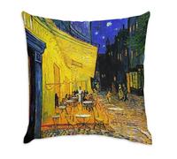 White Velvet Cushion Cover - Based on the work of Vincent van Gogh Café Terrace Le Soir Place du Forum 1888-40 x 40 cm Velvet Touch