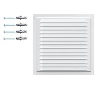 White Ventilation Grille - Square 250 x 250mm / 10 x 10in - Galvanised Steel Air Vent Cover with Protective Mesh - RAL9016 Powder Coated - Rust-Resistant - Indoor Outdoor - Wall Ceiling.