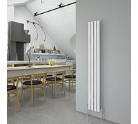 White Vertical Radiator 1600x236mm Oval Single Panel Column Designer Radiator Central Heating
