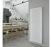 White Vertical Radiator 1600x590mm Oval Double Panel Bathroom Column Designer Radiator Central Heating
