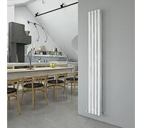 White Vertical Radiator 1800x236mm Oval Double Panel Column Designer Radiator Central Heating