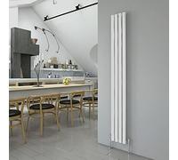 White Vertical Radiator 1800x236mm Oval Single Panel Column Designer Radiator Central Heating