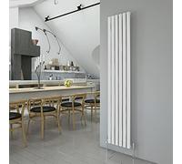 White Vertical Radiator 1800x354mm Oval Single Panel Column Designer Radiator Central Heating