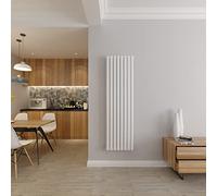 White Vertical Radiator Oval Single Panel Designer Tall Radiators 1600x472mm Central Heating Radiators