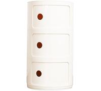 White Vertical Side Cabinet Nightstand with Drawer 3-Tier Plastic Storage Sliding Door Storage Table Modern End Table for Bedroom Living Room and Home Office