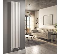 White Electric Vertical Designer Radiator 2kW with Wifi Thermostat - H1800xW354mm - IPX4 Bathroom Safe