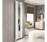 White Electric Vertical Designer Radiator 1.2kW with Mirror and Wifi Thermostat - H1800xW500mm - IPX4 Bathroom Safe