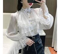 White Victorian Blouse Long Sleeve Gothic Lace Up Corset Top Women Office Renaissance Vintage Party Goth Ruffles Lolita Shirts