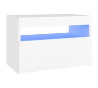 vidaXL Bedside Cabinet & LED Lights White 60x35x40 cm Engineered Wood, White