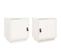 (White) vidaXL 1/2x Solid Wood Pine Bedside Cabinet Table Bed Cabinet Multi Colours
