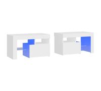 2x Bedside Cabinets with LED Lights Side Table Nightstand Multi Colours vidaXL
