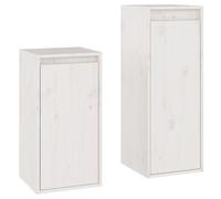 (white) vidaXL 2x Solid Wood Pine TV Cabinets Wall Mounted Shelf Stand Multi Colours