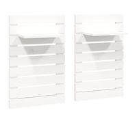 (white) vidaXL 2x Solid Wood Pine Wall-mounted Bedside Shelves Storage Multi Colours