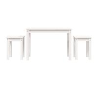 (white) vidaXL 3x Solid Wood Pine Nesting Tables Stackable Nesting Stand Multi Colours