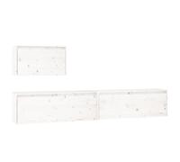 (white) vidaXL 3x Solid Wood Pine TV Cabinets Storage Floating Cabinet Multi Colours