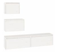 (white) vidaXL 4x Solid Wood Pine TV Cabinets Wall Mounted Shelf Stand Multi Colours