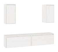 (white) vidaXL 4x Solid Wood Pine TV Cabinets Wall Mounted Shelf Stand Multi Colours