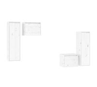 (white) vidaXL 4x Solid Wood Pine TV Cabinets Wall Mounted Shelf Stand Multi Colours