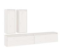 (white) vidaXL 4x Solid Wood Pine TV Cabinets Wall Mounted Shelf Stand Multi Colours