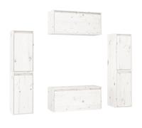 (white) vidaXL 6x Solid Wood Pine TV Cabinets Wall Mounted Shelf Stand Multi Colours