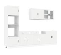 (white) vidaXL 7 Piece Kitchen Cabinet Set Kalmar Sonoma Oak Engineered Wood