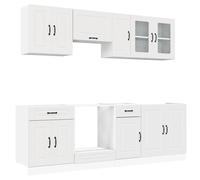 (white) vidaXL 8 Piece Kitchen Cabinet Set Kalmar Grey Sonoma Engineered Wood