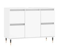 (white) vidaXL Bathroom Cabinet Vanity Unit Highboard Cupboard White Engineered Wood