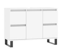 (white) vidaXL Bathroom Cabinet Vanity Unit Highboard Cupboard White Engineered Wood