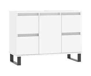 (white) vidaXL Bathroom Cabinet Vanity Unit Highboard Cupboard White Engineered Wood