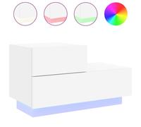 Vidaxl Bedside Cabinet With Led Lights White 70X36X40.5 Cm