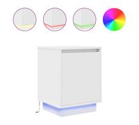 (white) vidaXL Bedside Cabinet with LED LightsÂ Grey Sonoma 38x34x50 cm bedside table