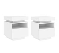 2PC Bedside Cabinets with LED Lights Nightstand Bed Table Side Cabinet vidaXL