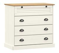Vidaxl Chest Of Drawers Vigo White 80X40X76 Cm Solid Wood Pine, White