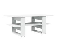 Coffee Table White 102x55x42 cm Engineered Wood Modern Two-Shelf Sleek Design TV
