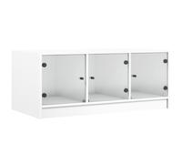 vidaXL Coffee Table with Glass Doors White 102x50x42 cm