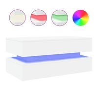 (white) vidaXL Coffee Table with LED Lights End Table Tea Side Sofa Table Sonoma Oak