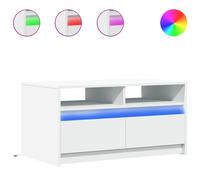vidaXL Coffee Table with LED Lights White Engineered Wood, White