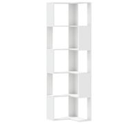 (white) vidaXL Corner Bookcase 5-Tier Corner Bookshelf Corner Rack Engineered Wood