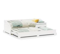 (white) vidaXL Daybed with Trundle without Mattress IRUN 90x200 cm sofa bed