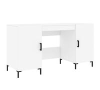 (white) vidaXL Desk Computer Desk Writing Table Work Table Smoked Oak Engineered Wood