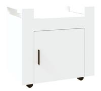 (White) vidaXL Desk Trolley Engineered Wood Office Under Storage Trolley Multi Colours