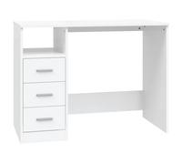 vidaXL 3 Drawer Single Shelf Computer Desk White - Size: 76 x 102 x 50cm - Wilko