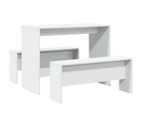 (white) vidaXL Dining Table and Bench Set 3 Piece Dinner Table Set Engineered Wood
