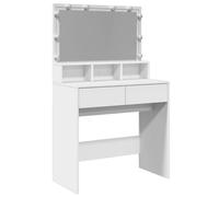 (white) vidaXL Dressing Table with LED Cosmetic Table Vanity Makeup Table Smoked Oak