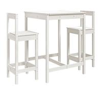 (white) vidaXL Garden Bar Set Wooden Table and Chairs Pub Set 3 Piece Solid Wood Pine