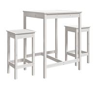 vidaXL 3 Piece Garden Bar Set White Solid Wood Pine, White