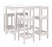 (white) vidaXL Garden Bar Set Wooden Table and Chairs Pub Set 5 Piece Solid Wood Pine