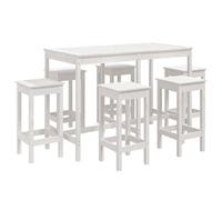 (white) vidaXL Garden Bar Set Wooden Table and Chairs Pub Set 7 Piece Solid Wood Pine