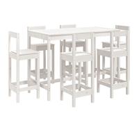 vidaXL 7 Piece Garden Bar Set White Solid Wood Pine, White