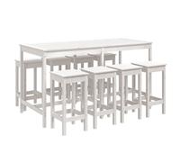 vidaXL 9 Piece Garden Bar Set White Solid Wood Pine